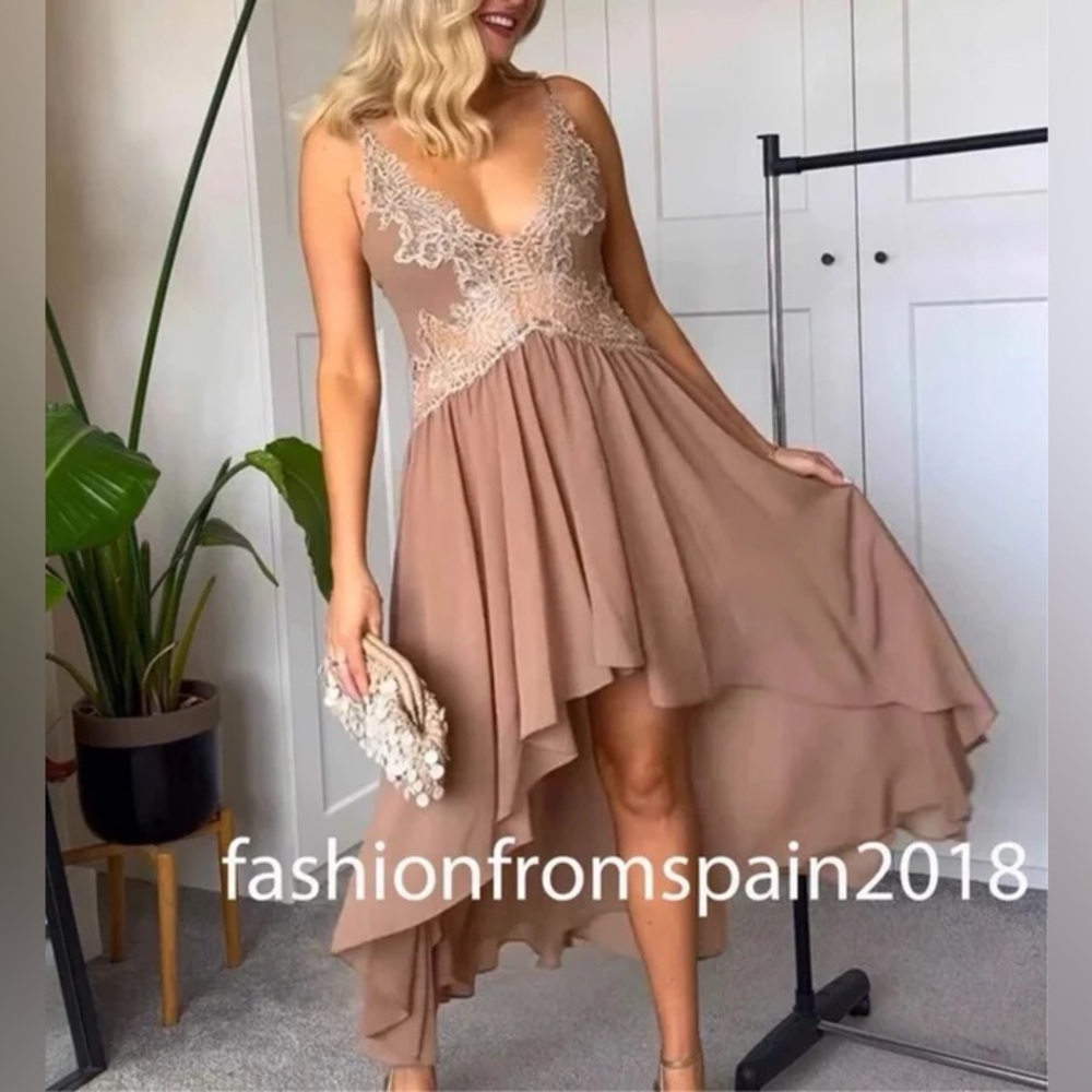 Zara NWT high low ruffle spaghetti strap flowy maxi dress